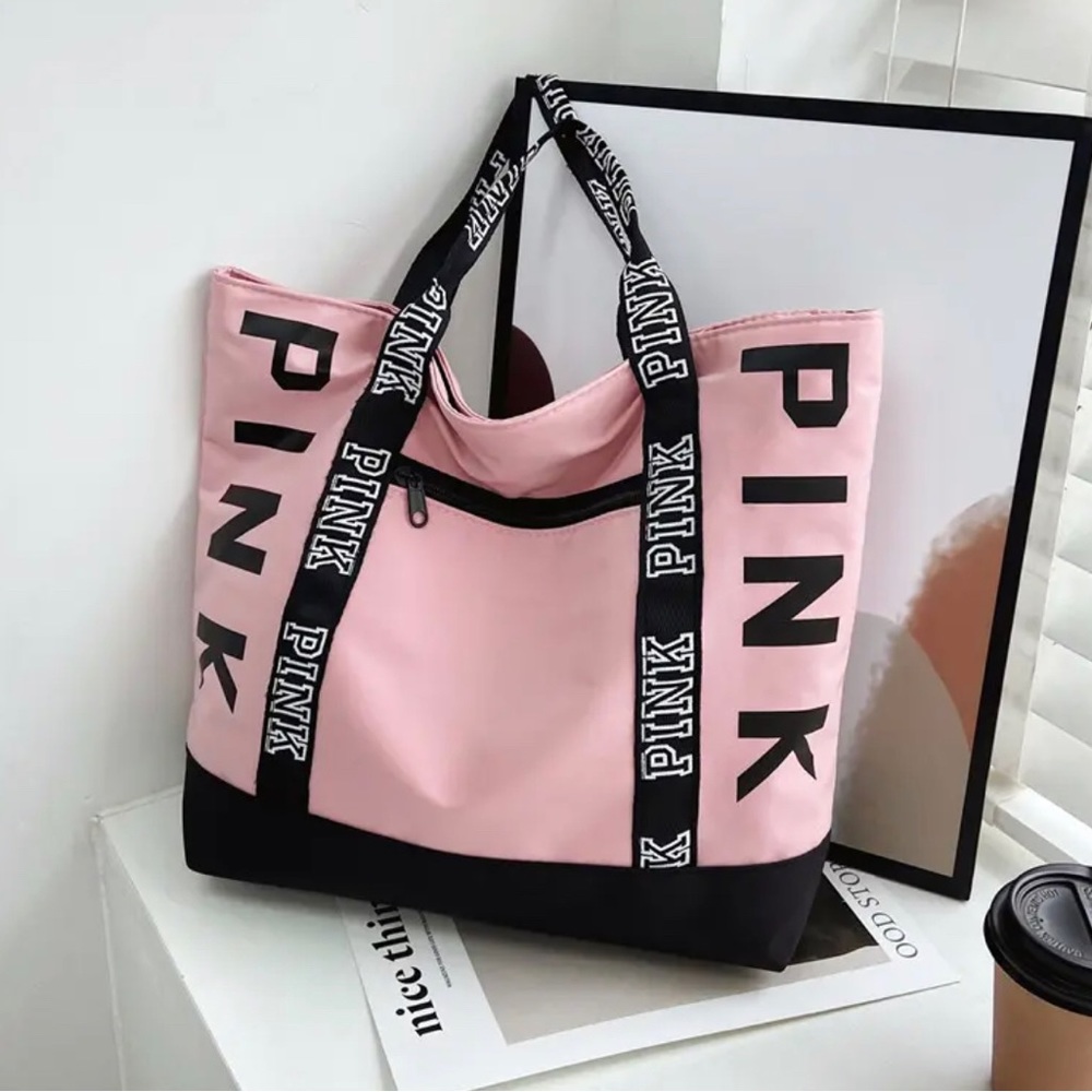 Pink Letter Graphic Tote Handbags Woman Shoulder Bags Casual Sports Fitness